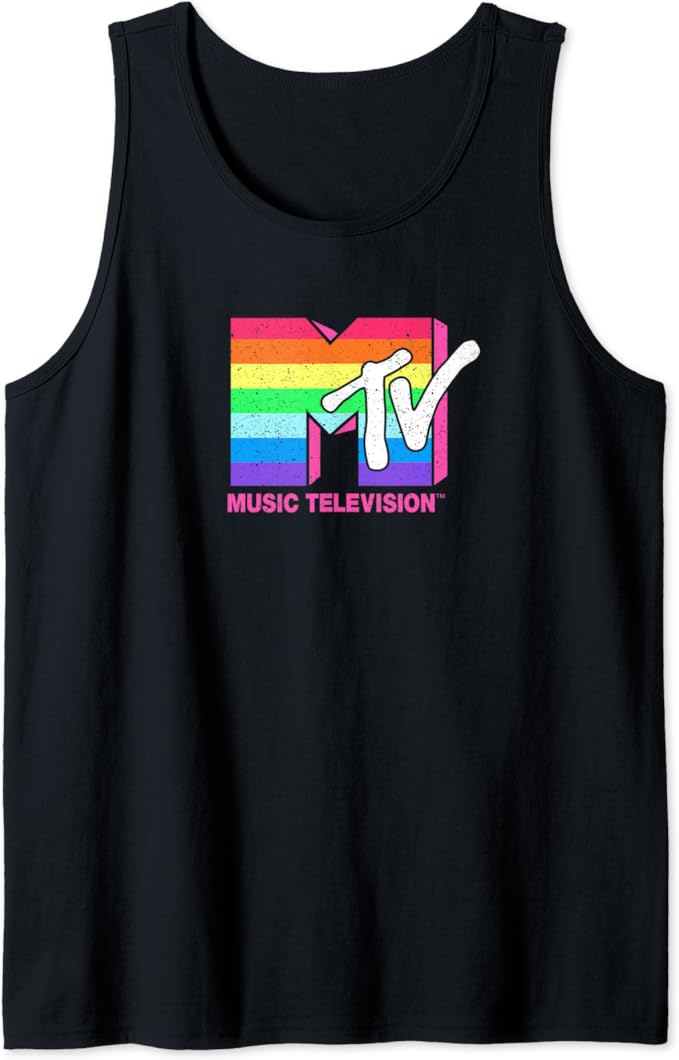 MTV Rainbow Filled MTV Logo Tank Top Clothing, Shoes